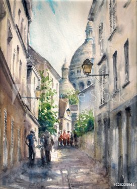 Old city street Picture created with watercolors. - 901153771