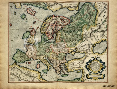 Old map of Europe, printed in 1587 by Mercator - 901152153