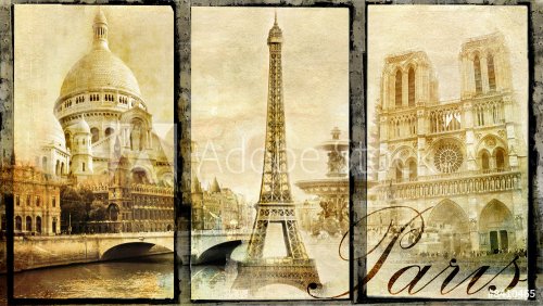 old Paris - vintage collage - 900459793