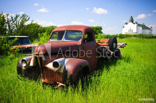 Old Red Farm Truck - 901149189