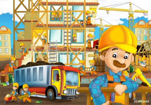 On the construction site - illustration for the children - 901138909