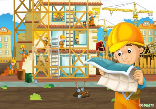 On the construction site - illustration for the children - 901138920