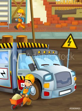 On the construction site - illustration for the children