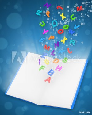 Opened Magic Book with Colorful Letters - 900453053
