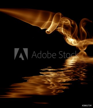 orange abstract smoke in a black background - 900124076