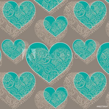 ornamental lace hearts seamless pattern - 901144161