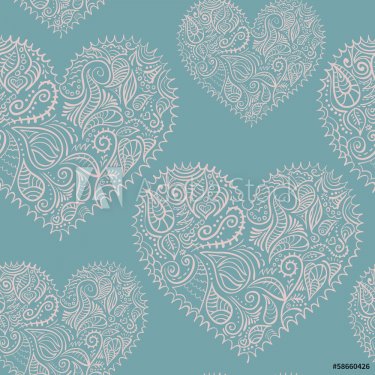 ornamental lace hearts seamless pattern added to swatches