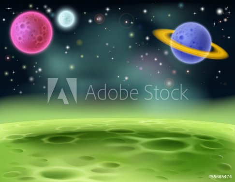 Outer Space Cartoon Background - 901142392