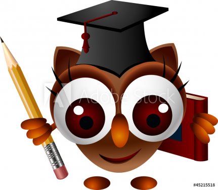 owl cartoon with book and pencil - 900949536
