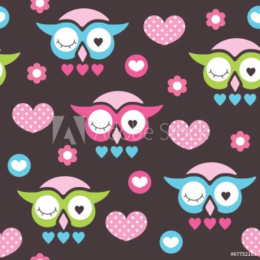owl love and flower pattern vector illustration
