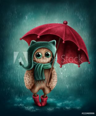 Owl with umbrella - 901154395