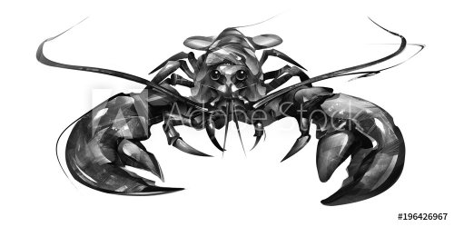 painted lobster on white background in front