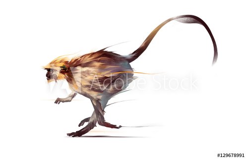 painted monkey running on a white background