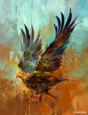 painterly bright stylized eagle on a textured background