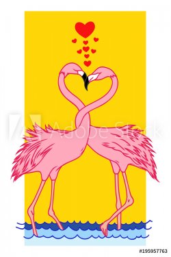 pair of flamingos sketch, vector illustration