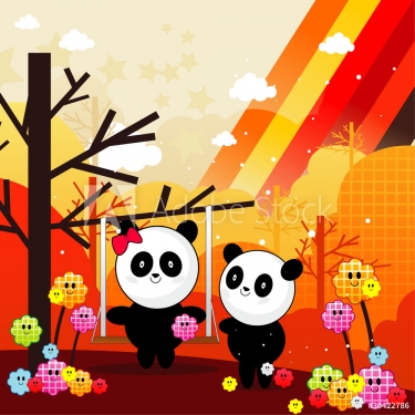 panda bears vector illustration - 900485461