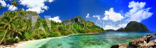 panorama of beautiful deserted tropical beach