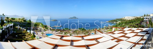 Panorama of the beach at luxury hotel, Bodrum, Turkey - 901145624