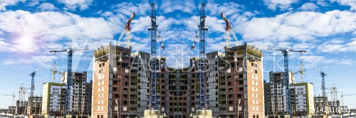 Panorama of the construction of modern residential district - 901152734
