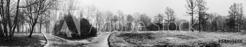 Panorama with City Park in the fog - 901146497