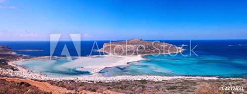 Panoramic view of Balos bay, Crete, Greece.