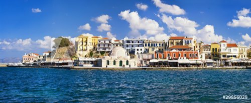 panoramic view of old port of Chania - Crete Greece