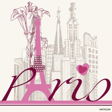 Paris card urban architecture and lily - 901137714