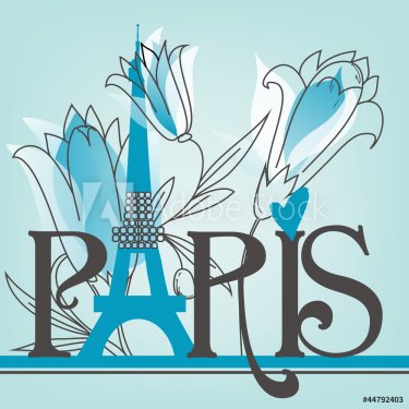 Paris lettering with lilies