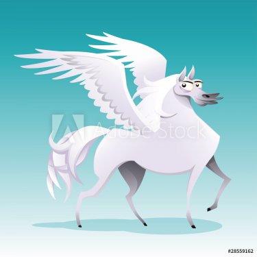 Pegasus. Funny cartoon and vector isolated character - 900455785