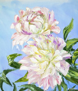 Peonies, oil painting on canvas - 901142972