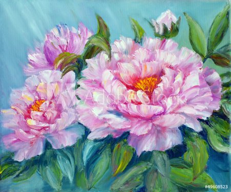 Peonies, oil painting on canvas - 901148596