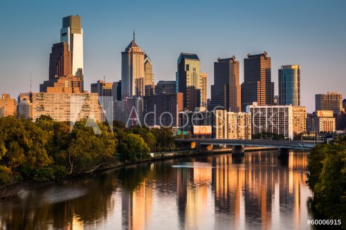 Philadelphia skyline reflected in Schuylkill River