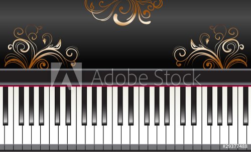 piano with golden floral elements - 900458680