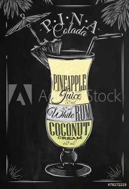 Pina Colada cocktail chalk