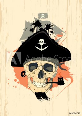 Pirate design template with ghost skull - 900868352