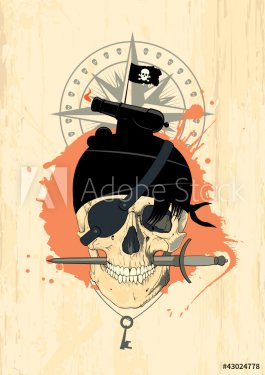 Pirate design template with ghost skull - 900868363