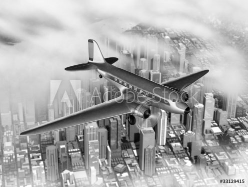 Plane Over City