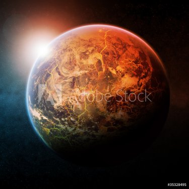 Planet Earth half burning - 900462187