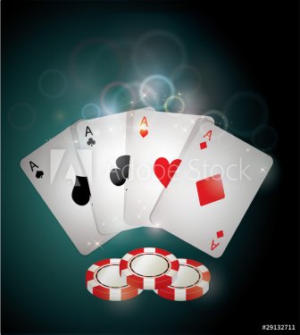 Poker cards and chips - 900868462