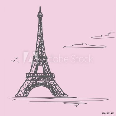 Postcard Loved Paris. Vector illustration with the image of the Eiffel Tower.