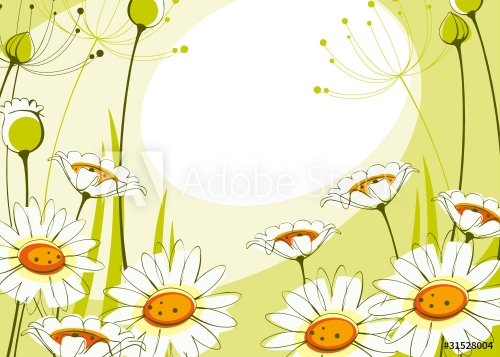 postcard with daisies and dandelions. Similar to portfolio