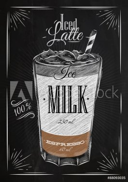 Poster iced latte chalk