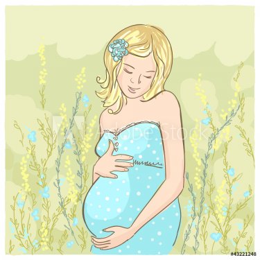 Pregnant woman outdoor illustration. - 900868375