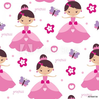 princess and flower pattern vector illustration - 901142544