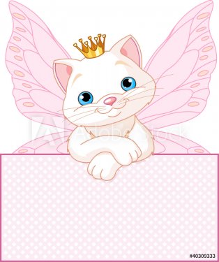 Princess Cat over a blank sign - 900497846