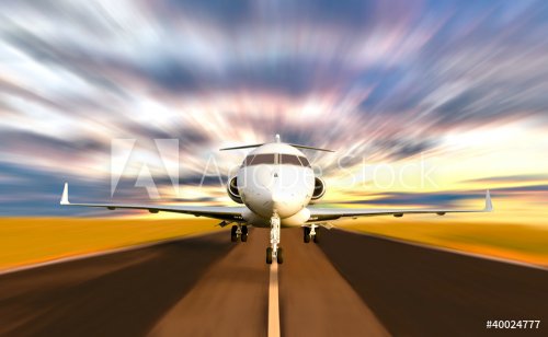 Private Jet Plane Taking off with Motion Blur - 900458115
