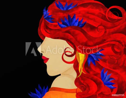 profilo di donna con capelli rossi - 901137627