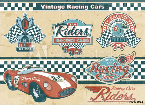 Racing car vintage elements - 901142153