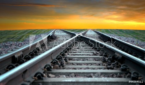 Railroad in sunset