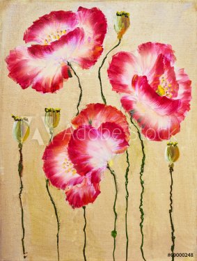 Red poppies. Oil painting - 901142964